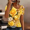 T-shirt da donna a maniche corte con stampa a forma di cuore, spalle scoperte, scollo irregolare con ritaglio, top casual estivo