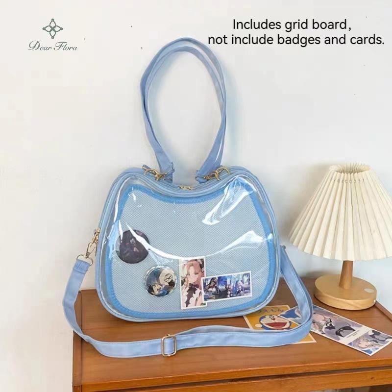 

Y2K Sweet Cute Cat Ita Bag New Japanese Popular Crossbody Bags JK Uniform Shoulder Bag Girl Transparent Display Student Handbags синий