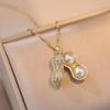 Christmas Gift for Women Peanut Necklace Women White Fake Pearl Necklace Clavicle Pendant Jewelry Titanium Creative Gift