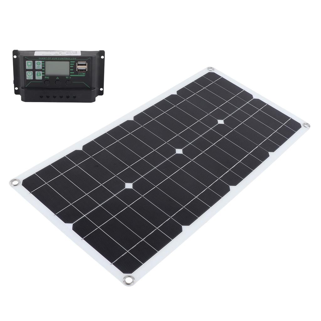 250W Monocrystalline Solar Panel Kit with 10A Charge Controller Dual USB Ports for RV Car Boat Battery Charging