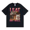 Ich esse Gipskarton Katze Lustiges Meme T-Shirt Unisex Damenmode Absurder Humor Kurzarm T-Shirts Hohe Qualität Locker 100% Baumwolle T-Shirt