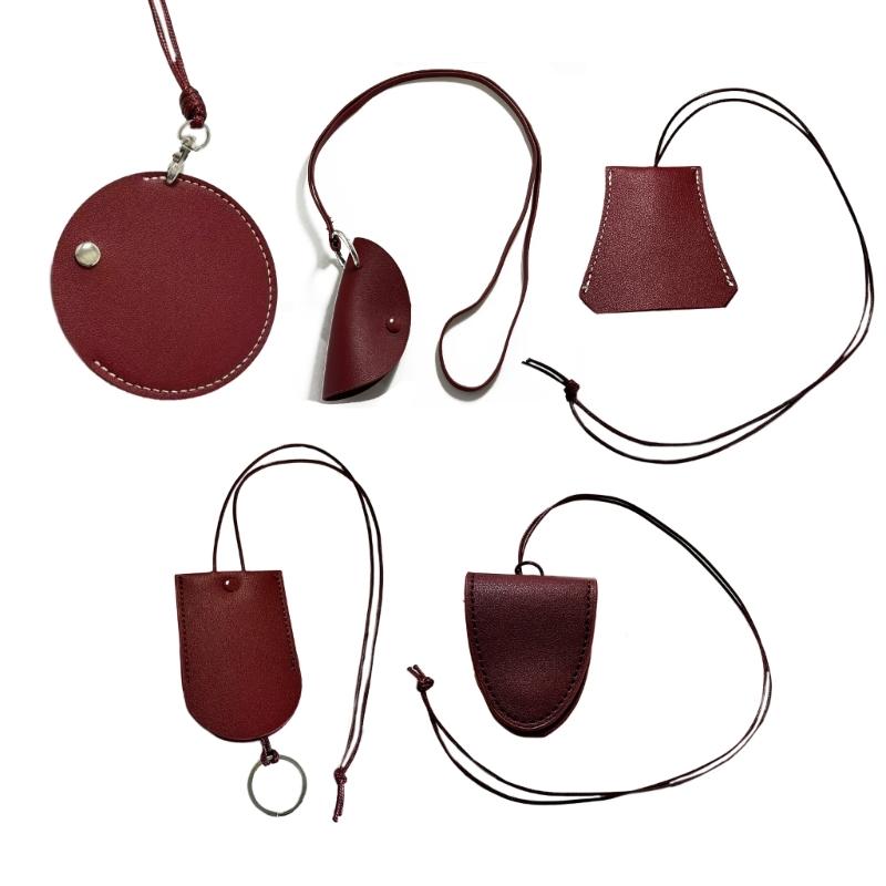 Leather Travel Accessory Holder Versatile Leather Bag with Easy to Use Buckles Straps Practical Neckalce Pouches