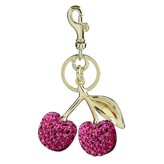 Sleutelhanger Hanger Strass Ingelegd Kersenvorm Sleutelhanger met Legering Kreeftsluiting Tas Hanger Lichtgewicht Rugzak Accessoire