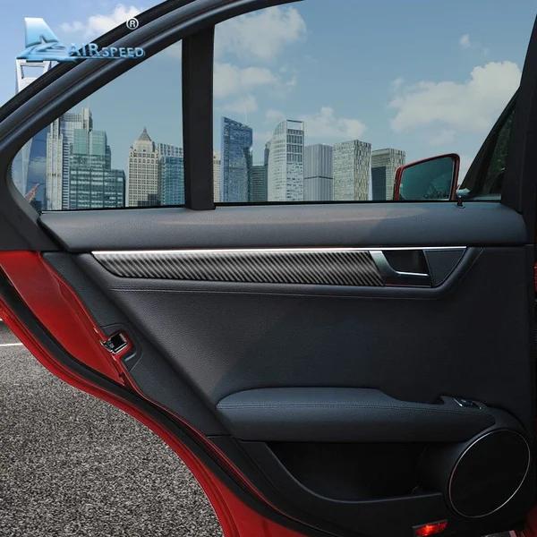 Carbon Fiber Door Panel Sticker Trim for Mercedes Benz W204 2007-2013 Interior Decoration