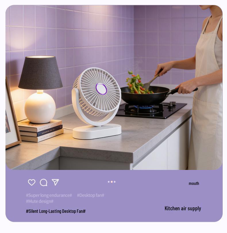 USB Rechargeable Silent Mini Desktop Fan for Dorm, Office, and Study