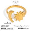 Youthway Minimalist Moon Star Open Rings For Women Adjustable 18K Gold Plated Stainless Steel Rings Fashion Jewelry Gift