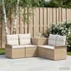 Sofa Set 5 Pieces Beige and Cream White Poly Rattan and Steel