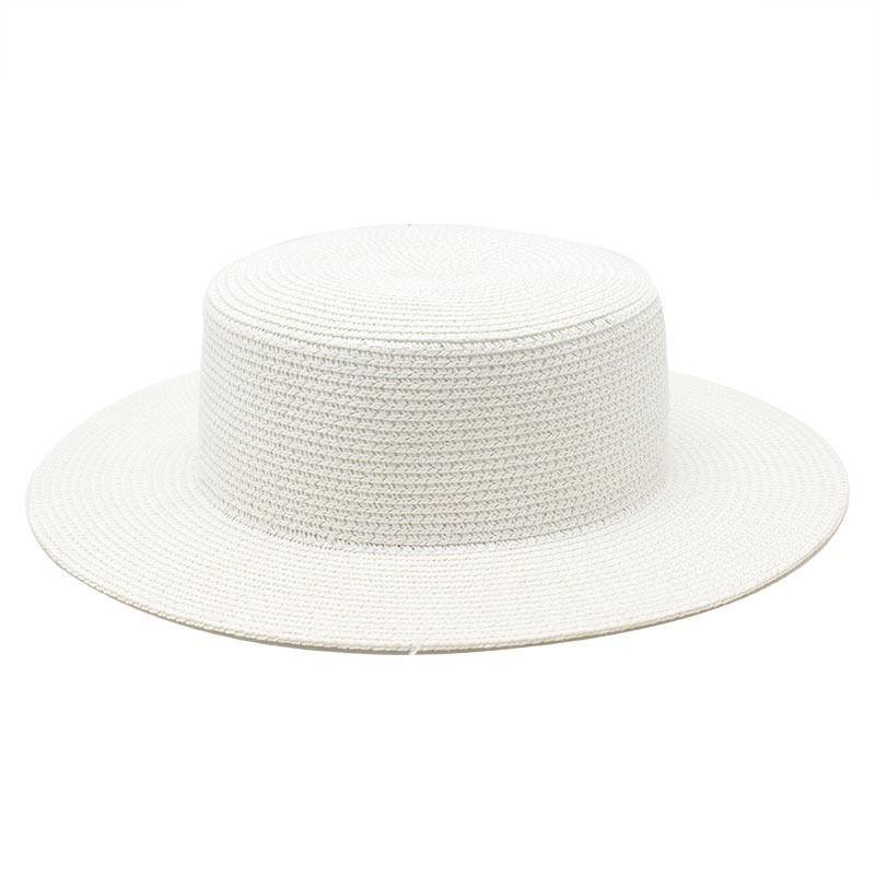 Seaside vacation beach sun protection sun hat green straw hat light board DIY versatile British flat top top top hat