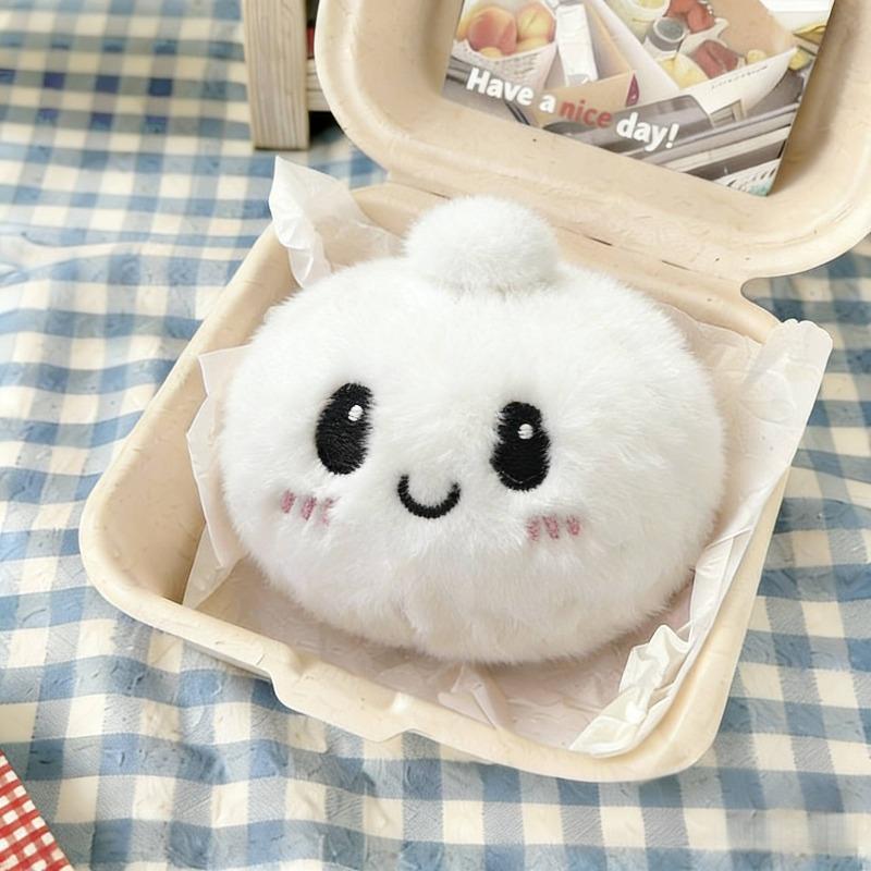 Plush Dumpling Squishy Keychain Soft Fluff Stuffed Buns Keyrings Fun Stress Relieve Pendent Relaxing Gifts