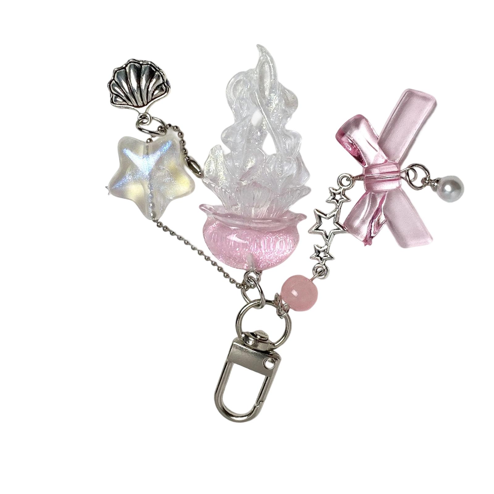 

Jellyfish Shine Phone Strap Elegant Keychain Hanging Decoration For Backpack Purse Gift Resin Alloy Accessory 1 розовый