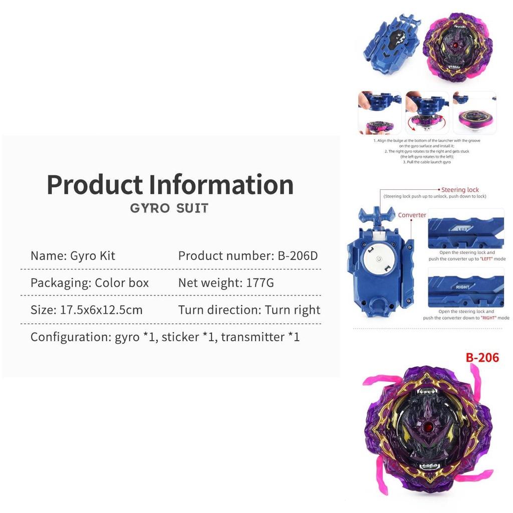 B-206 Fortress Luxor Burst Gyro With Launcher Alloy – Double Pull String