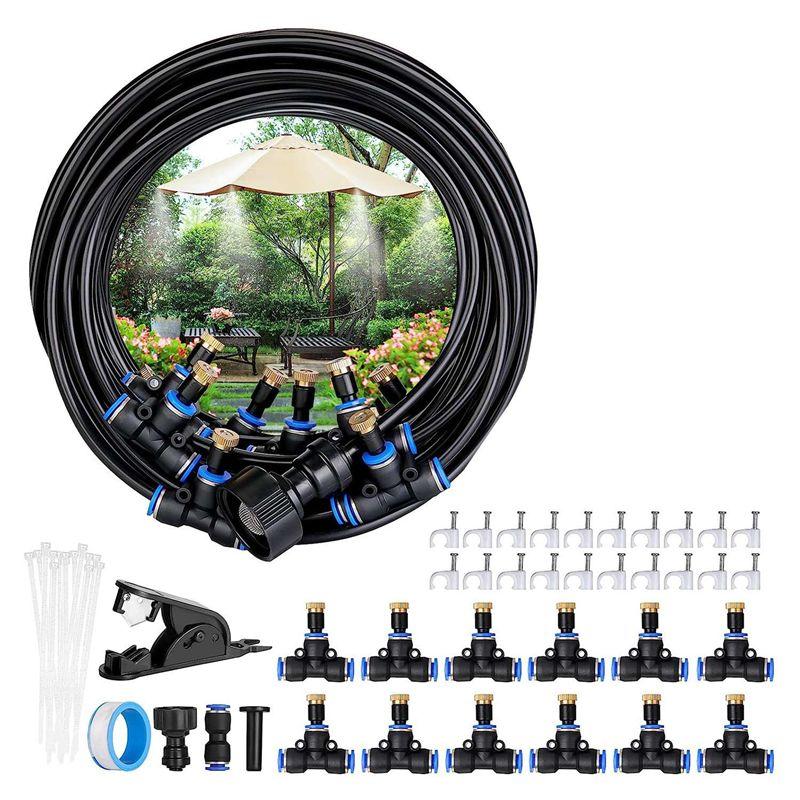 M-Modern-Outdoor Misting System Garden Sprinkler 33FT(10M), DIY Misting Line, 12Pcs Brass Nozzle (3/4Inch), Garden Greenhouse Tr