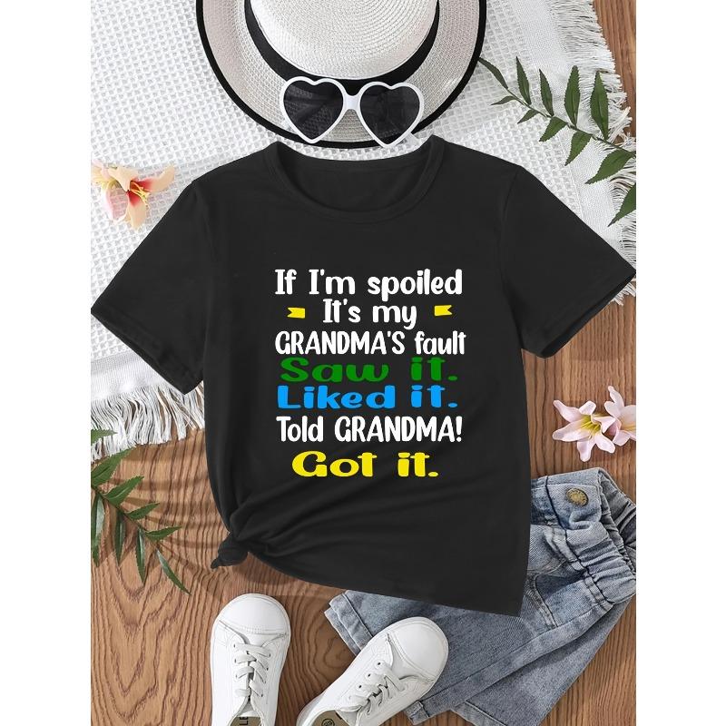 

European sizes Boys If I m Spoiled, It s My Grandma s Fault Summer Trendy Cool Retro T-shirt 98cm чёрный