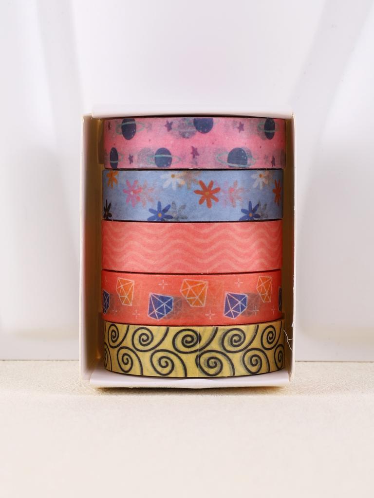 5rolls/Box Colorful Washi Tape Decoration Scrapbooking Supplies Masking Tape School Supplies Sticker Stationery Washi Tape