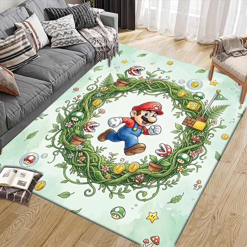 Mario Whimsical Area Rug, Mario Fan Soft Carpet, Great Gift.chl