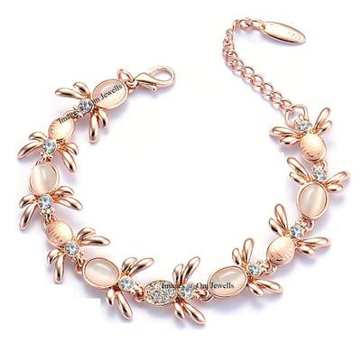 Om Jewells Crystal Jewellery Rose Gold Platted Designer Link Bracelet