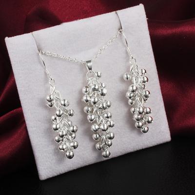 Mode 925 Sterling Silber Schmuck Set Ohrringe Halsketten Für Frauen Feine Trauben Perlen Anhänger Hochzeit Party Geschenke