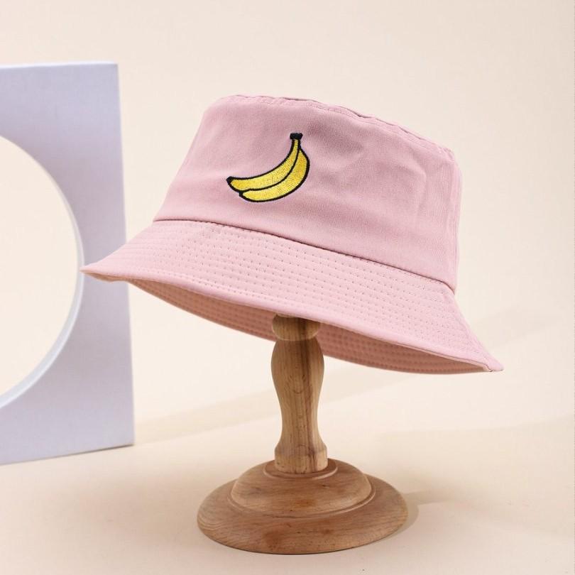 

Summer Cartoon Embroidered Banana Bucket Hats Women, Fashion Hat Foldable Sunhat New Sunhat 55-58cm розовый