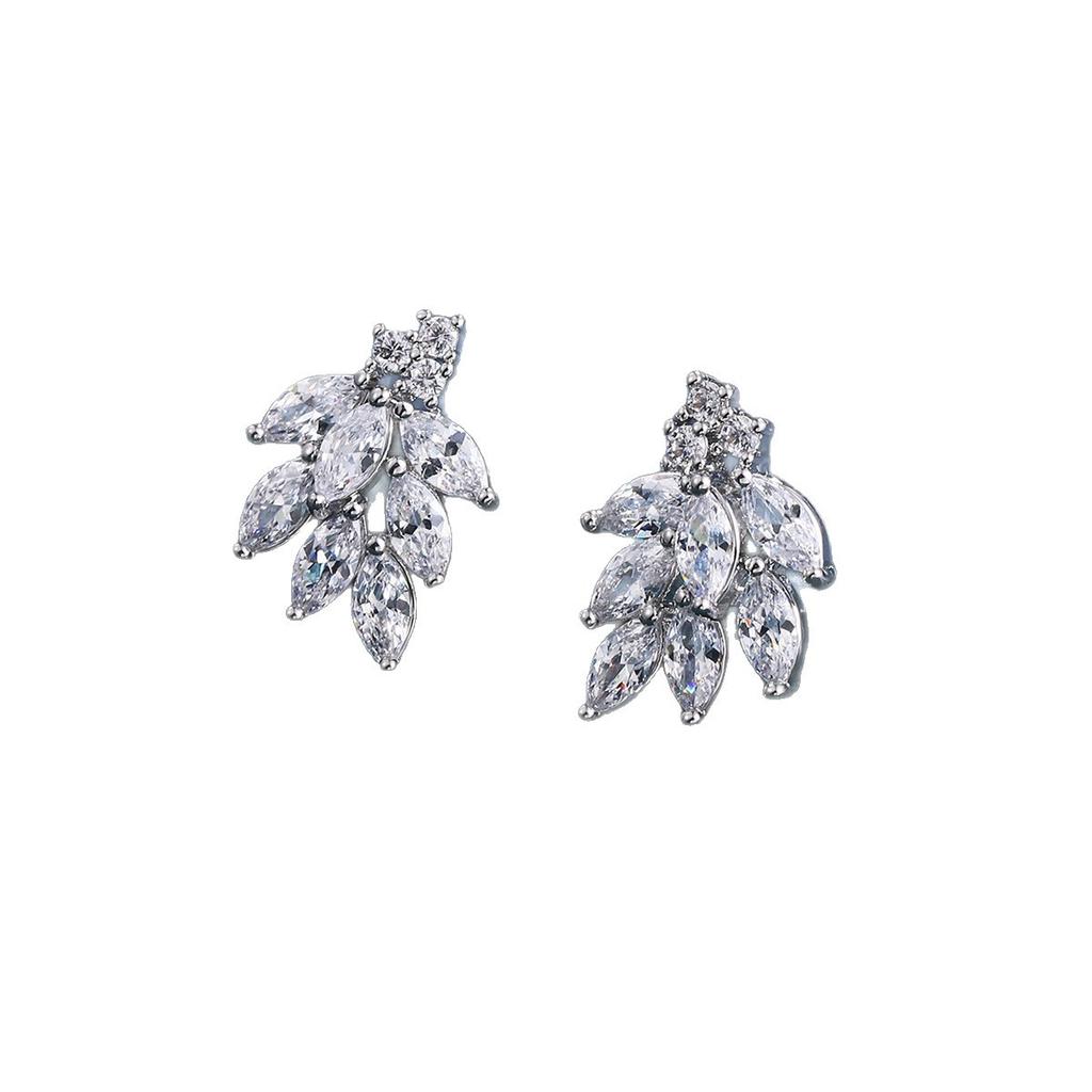 Elegant Temperament Women's Stud Earrings Copper Inlaid Zircon Bridal Earrings Wedding Photography Earrings Cross-border Trade Hot-selling Earrings