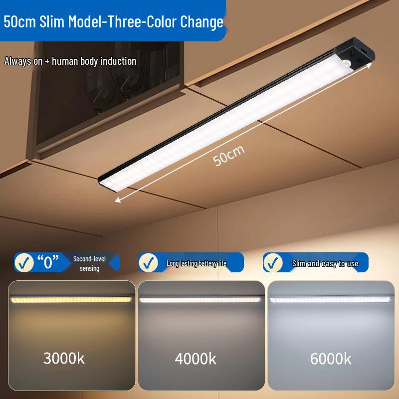 Crossled Rechargeable Smart Motion Sensor Night Light Strip for Bedrooms and Cabinets