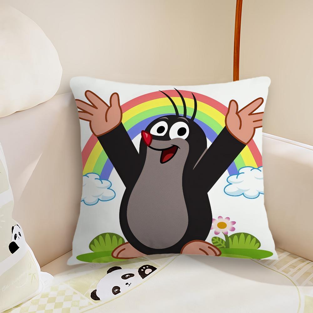Animation Little MMole cushion cover Pillow Case Plush Fabric Soft Double Sided Print Sofa Cushion Cover Throw Pillow Covers
