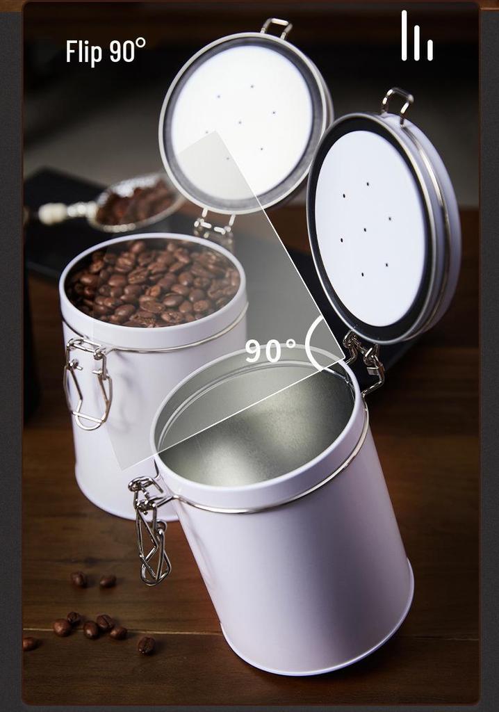 Tinplate Coffee Bean Sealing Can with Vent Valve - Iron Tea Storage & Fresh-keeping Container
