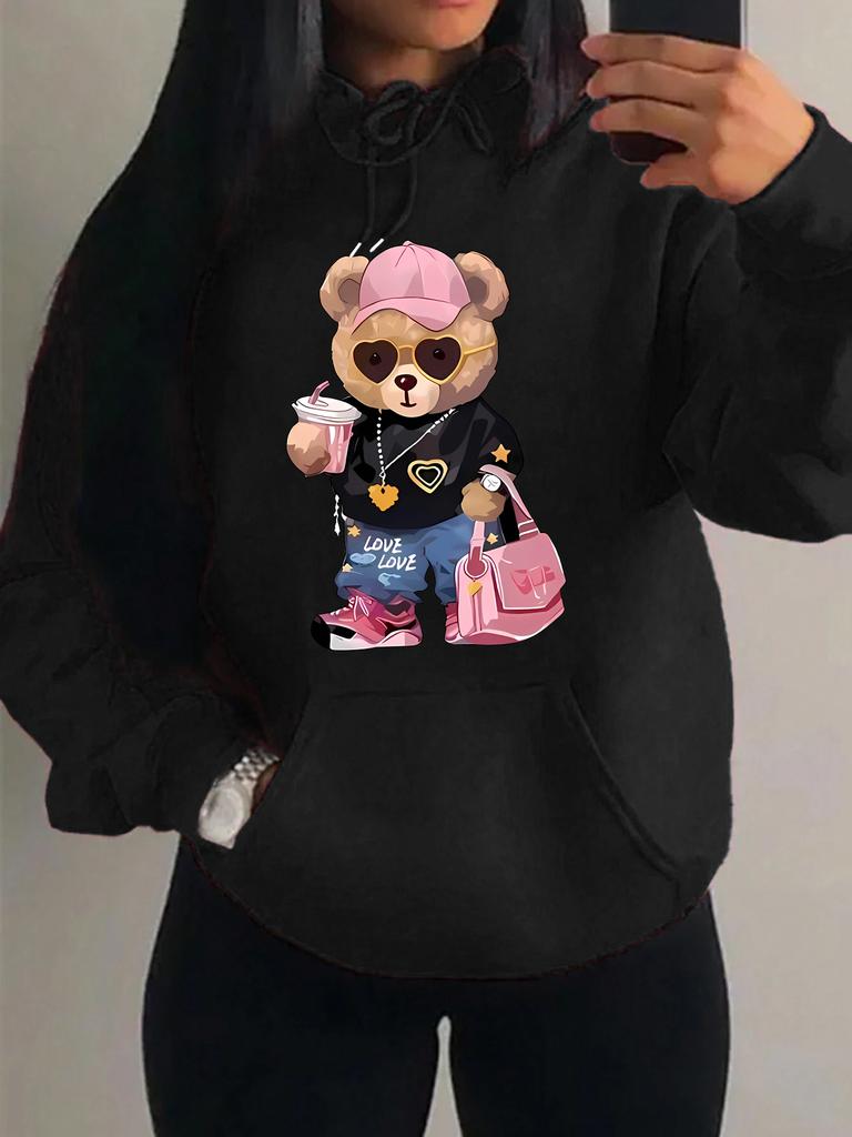 Cool Bären Schwester Muster Kreatives Design Damen Kleidung Kreativität Fleece Hoodie Harajuku Tasche Pullover Lustiger Herbst Kapuzenpullover