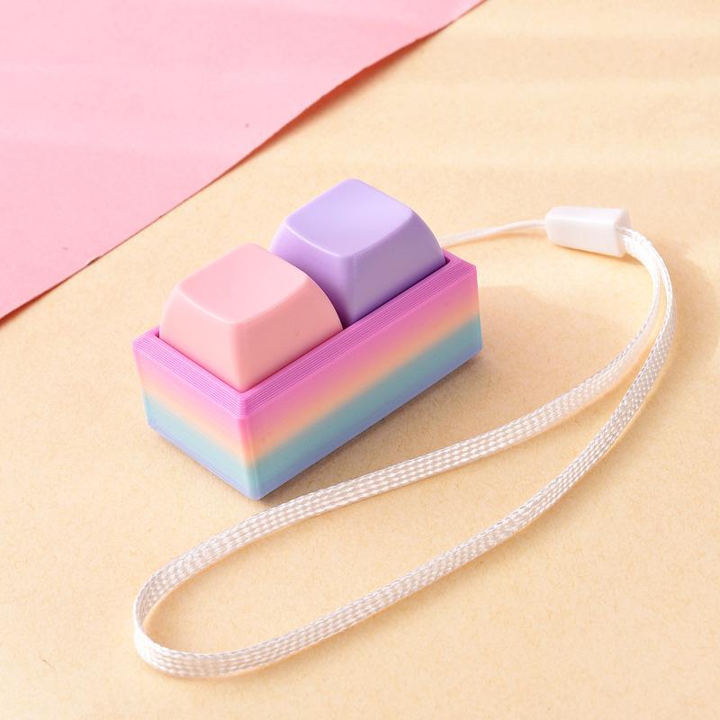 Lightweight Push Button Stress Relieving Toy with Lanyard Sensory Fidget Toy for ADHD Adults Kids Anxiety Relief