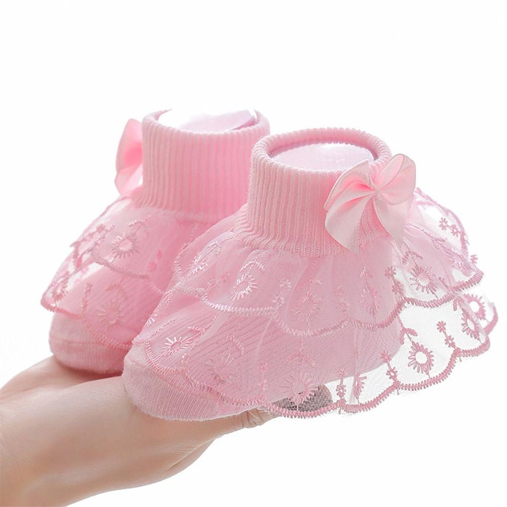 Thin Baby Girls Lace Socks Super Soft Princess Dress Socks Spring & Summer Infant Bow Socks