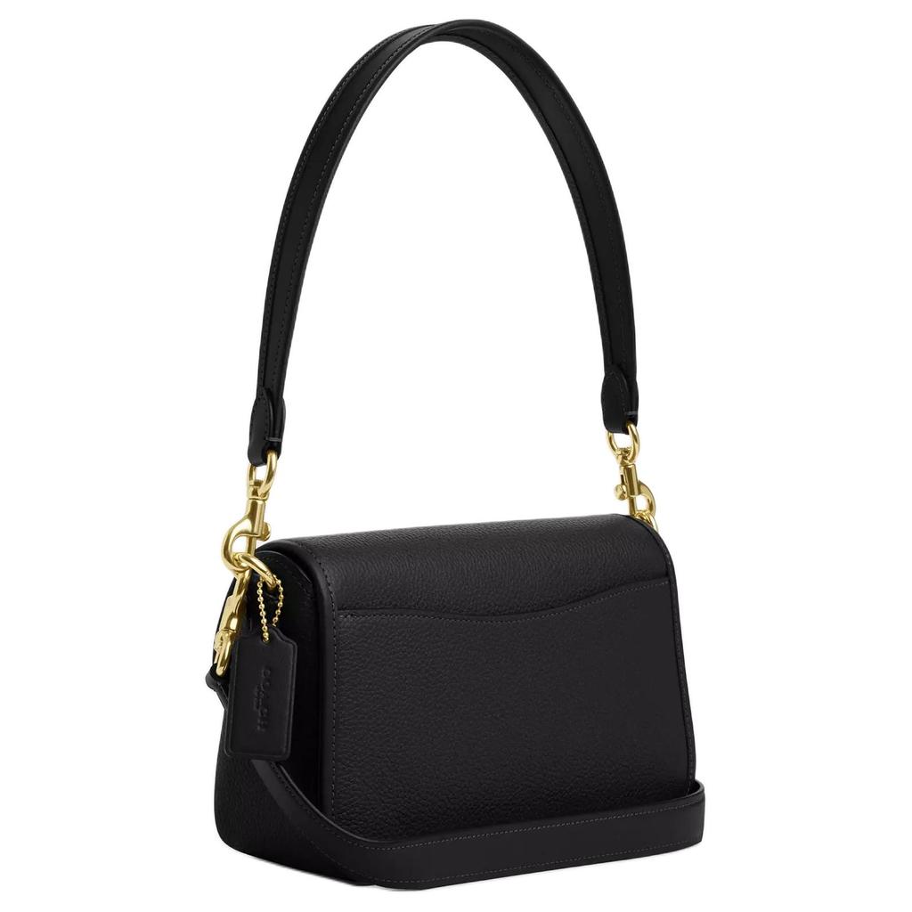 Coach 24 Classic Leather Shoulder Bag Medium Women Shoulder Bag Black CY683-IMBLK