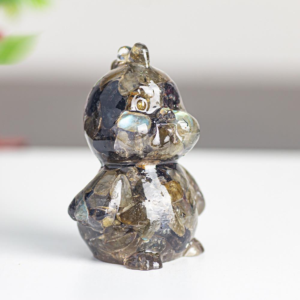Zodiac Chicken Resin Craft Figurine With Crystal Filling For Home Decor And Gifting