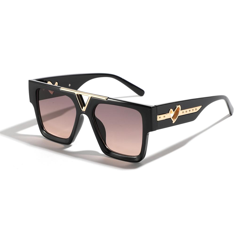 Glasses Love Legs Square Large Frame Semi-Metal Sunglasses Men'S Face Covering Versatile Sunglasses Women'S Personality