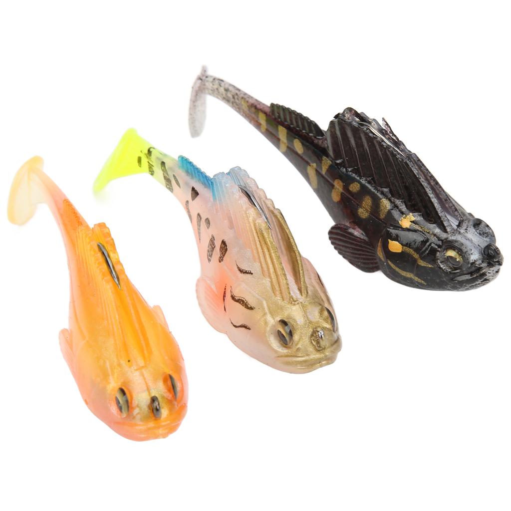 3Pcs Lure Soft Baits Jumping Fish Soft Bait Sinking Artificial Fake Fishing Lure