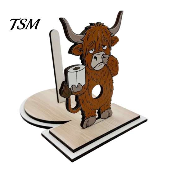 Novelty Bathroom Decor Roll Paper Holder, Creative Animal Shape Dispenser, Vertical Stable Tissue Sustainable Wood Stand Rack, Solid for Kitchen