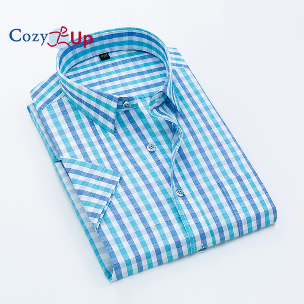 Útulná pánská tenká kostkovaná košile s krátkým rukávem Business ležérní košile