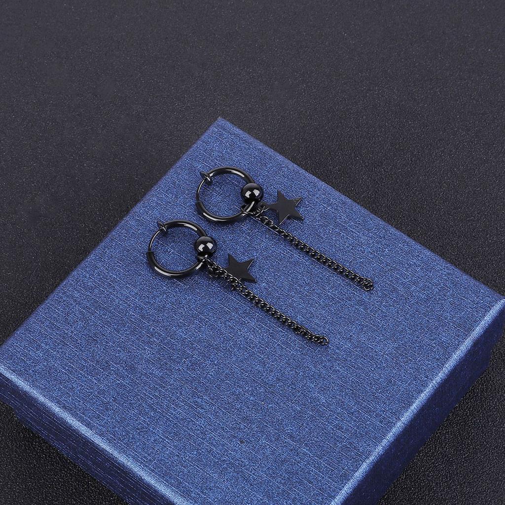 Titanium Steel Earrings Men Temperament Trendy Earrings Korean Women Long Tassel Chain Earrings