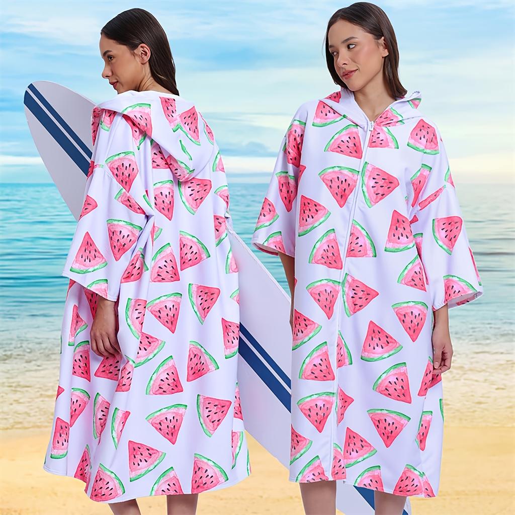 Erwachsenen Badeponcho mit Kapuze, Schwimm- und Strandtuch, Mit Reißverschluss, Geeignet für Schwimmen und Strandurlaube