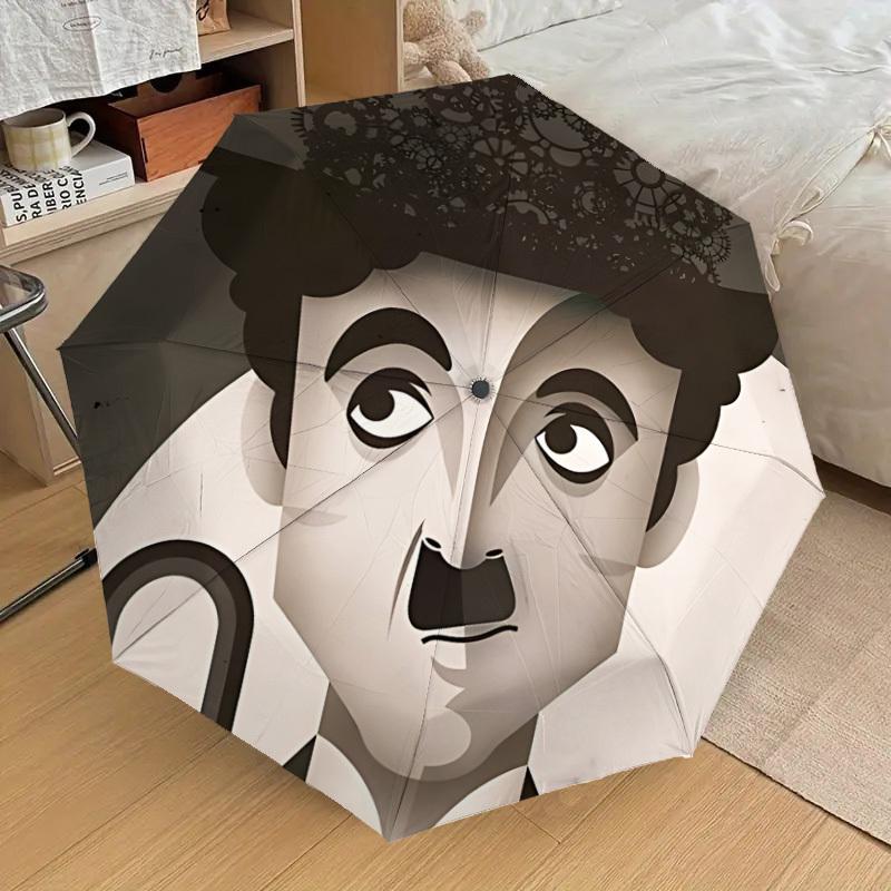 

1pc Charlie Chaplin Automatic Folding Umbrella, Portable Collapsible Design, Casual Outdoor Accessory L1127072