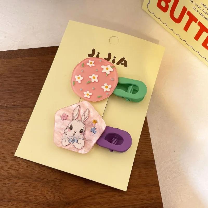 1 пара креативных заколок для детей, красочные заколки для волос с цветочным рисунком, корейские модные аксессуары для волос
