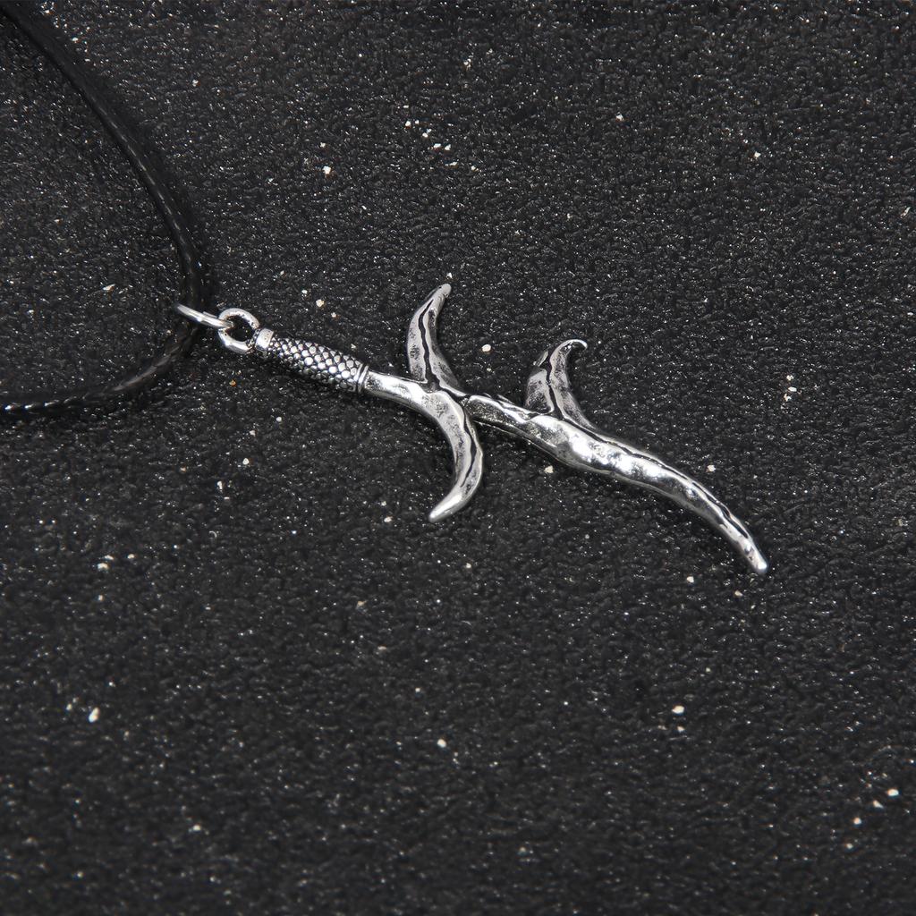Melina Irregular Sword Black Knife Dagger Necklace Game Ring Spectral Steed Whistle Cosplay Props Unisex Jewelry Accessories