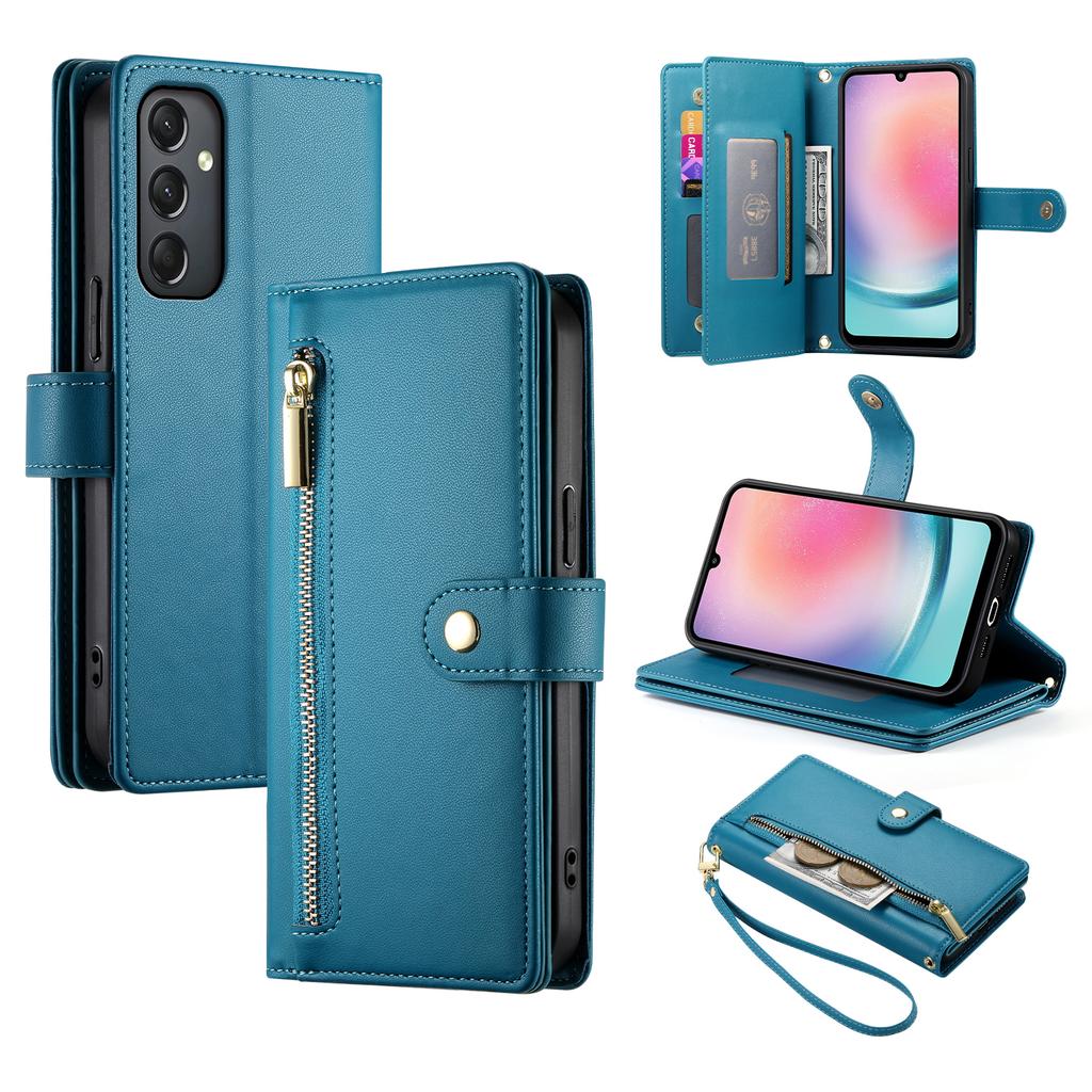 DF-011 For Samsung Galaxy A24 4G (162.1 X 77.6 X 8.3mm) Case Zipper Wallet Leather Phone Cover