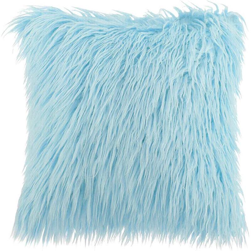 blue fluffy pillow