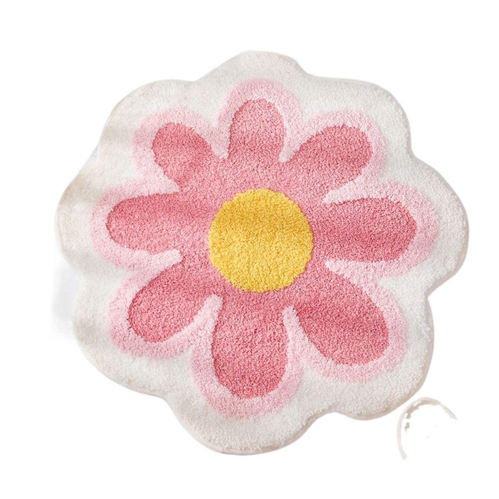 Round Floor Mat Anti-slip Rug Creative Flower Shaped Carpet  Bedside