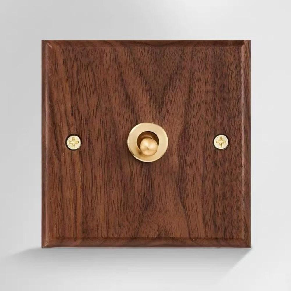 86 Type Wall Light Switch Panel Walnut Wood Brass Lever Wall Switch  Cafe Renovation