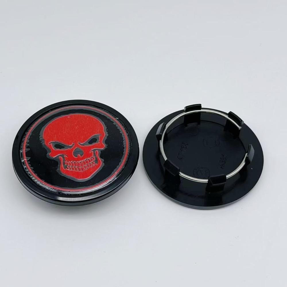 4pcs 65mm (48mm I.D) Car Wheel Center Caps With Skull Logo Badge Accessories for Porsche Wheels Hub Lid Rim Hubcap Cover Replace