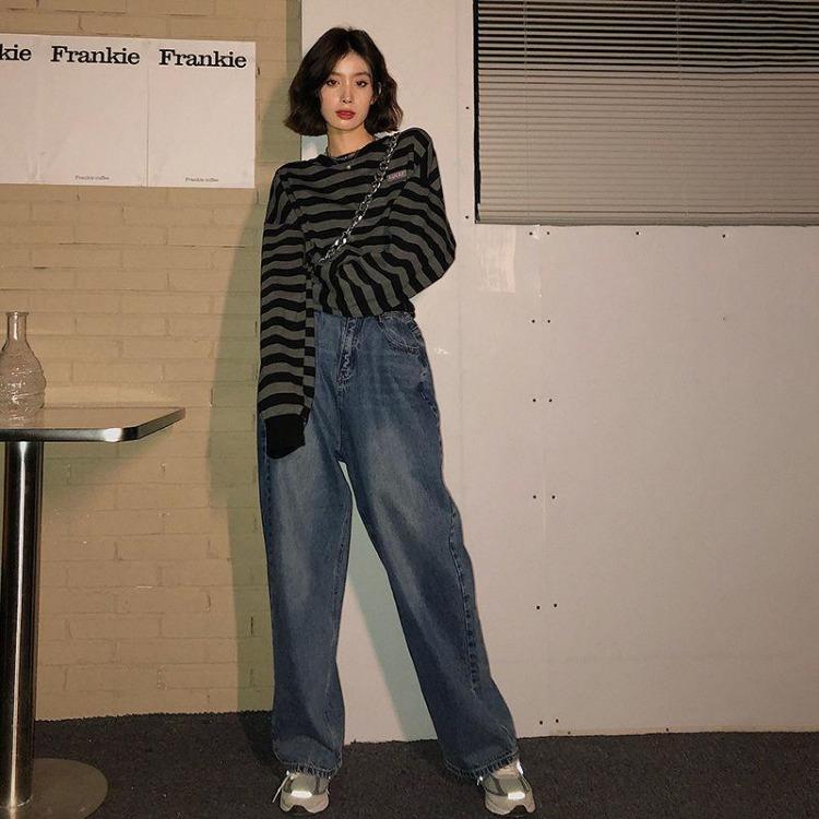 2023 Korean Y2K Fashion Hoodies for Women Teens Casual Loose Preppy Style Striped Drawstring Crop Tops