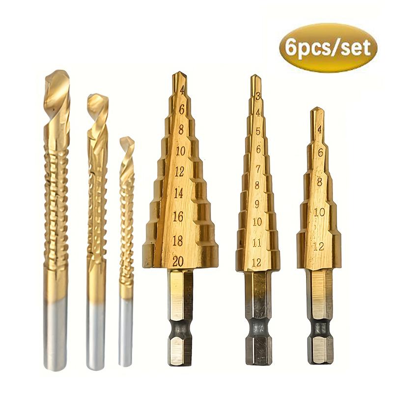 

Set of 6 Drill Bits, Made from Chrome Vanadium (Sizes 4-20/4-12/3-12Mm, 3/6/8Mm) - Precision Twist Bits Suitable for Both Wood And Metal 1 set