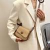 Korean Style Shoulder Bag PU Leather Crossbody Bag Fashionable Small Square Saddle Bag  Women