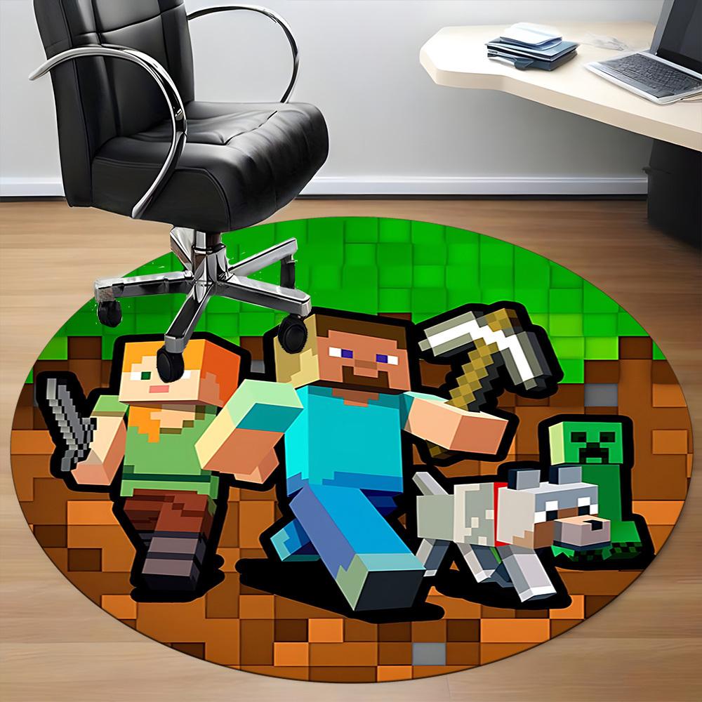 1pc Minecraft Characters Chair Carpet for Office - Indoor Non-Slip Washable Polyester Fiber Carpet, Soft Comfortable Mat For Office yy250928069