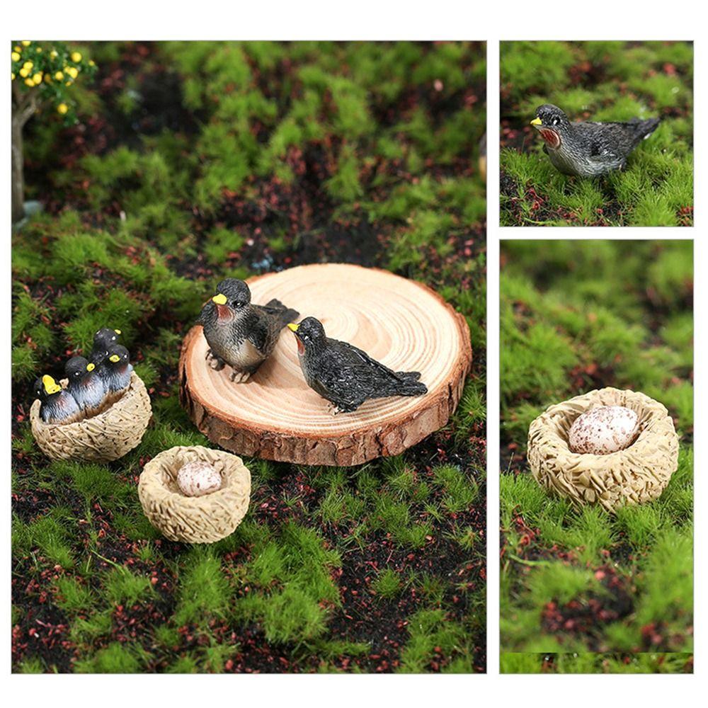 Multicolor Micro Swallow Model Fairy Garden Ornament Mini Birds' Nests Statue  Outdoor Indoor